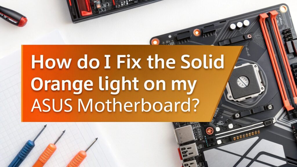 How do I fix the solid orange light on my ASUS motherboard?
