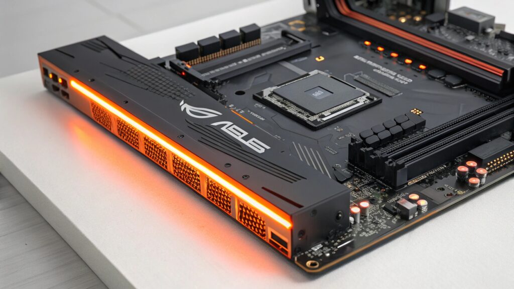 What does the orange light on an ASUS motherboard mean?
